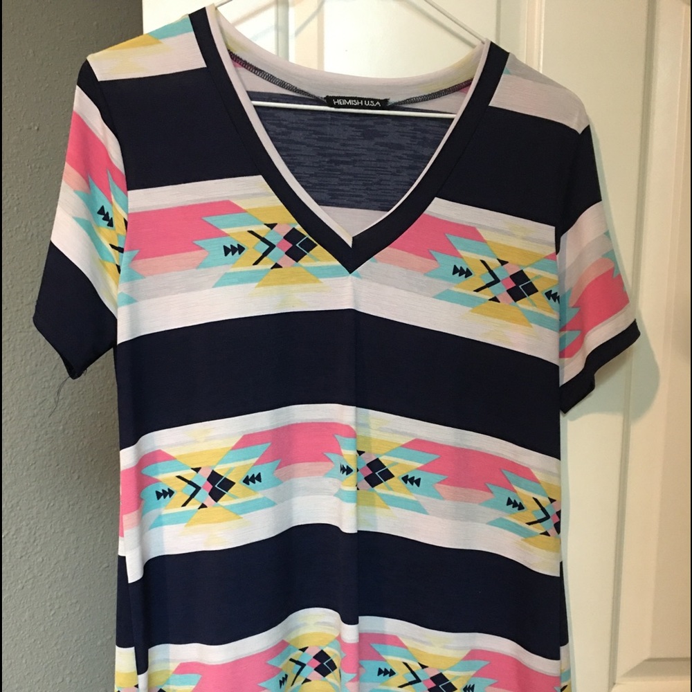 Heimish brand; navy striped; medium top